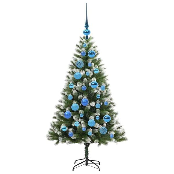 vidaXL Artificial Hinged Christmas Tree with Flocked Snow 120 cm