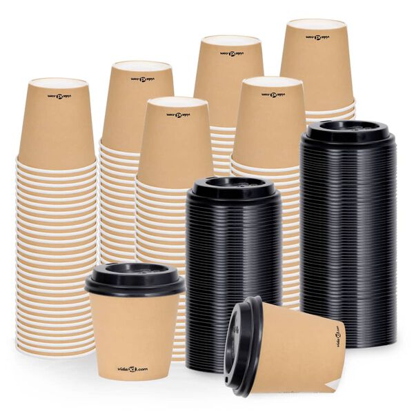vidaXL Coffee Paper Cups with Lids 120 ml 250 pcs Brown