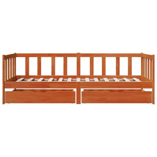 vidaXL Daybed with Headboard 3 pcs Wax Brown Solid Pine Wood