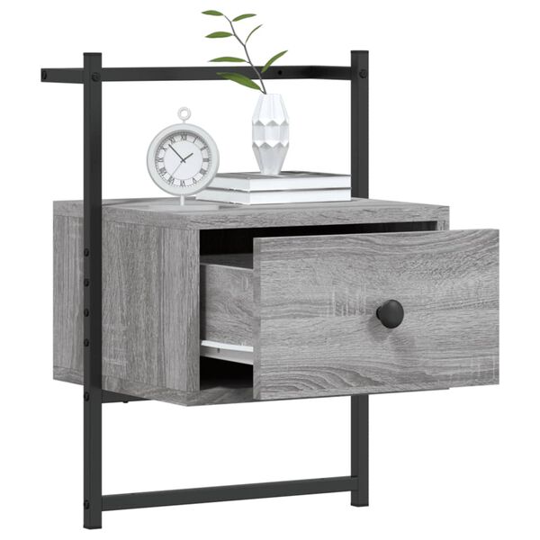vidaXL Bedside Cabinets Wall-mounted 2 pcs Grey Sonoma 35x30x51 cm Engineered Wood