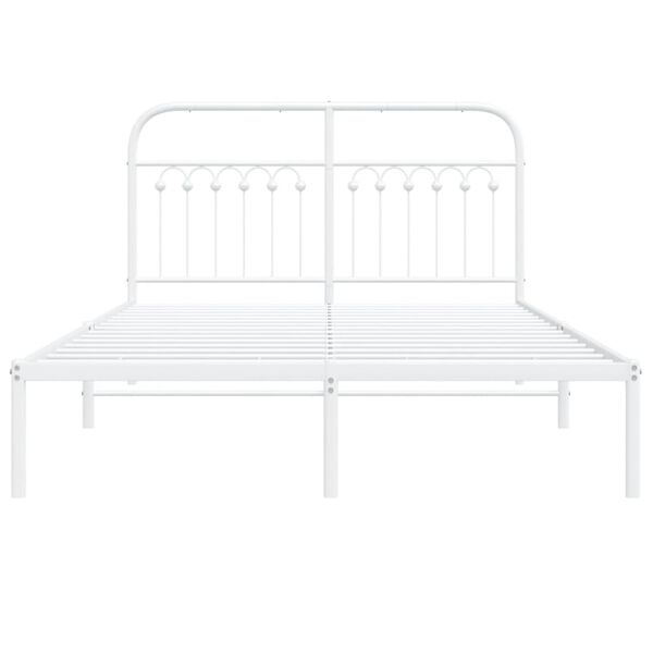 vidaXL Metal Bed Frame without Mattress with Headboard White 140x200cm