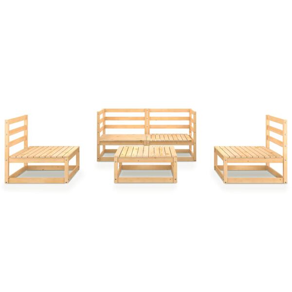 vidaXL 5 Piece Garden Lounge Set Solid Wood Pine