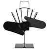 vidaXL Heat Powered Stove Fan 2 Blades Black