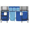 vidaXL Kids'Loft Bed Frame with Curtains Black and Blue 100 x 190 cm