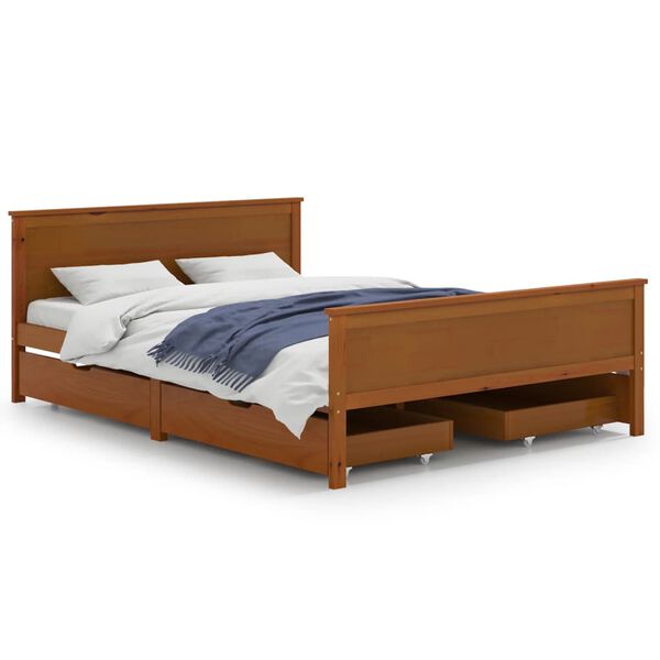 vidaXL Bed Frame without Mattress Honey Brown Solid Wood 140x200 cm