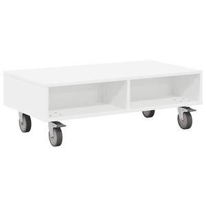 vidaXL Side Table with Wheels White 90 x 50 x 30 cm Engineered Wood