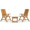 vidaXL 3 Piece Garden Lounge Set Solid Wood Teak