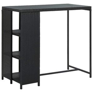 vidaXL Bar Table | Black | PE rattan, steel | 120x60x110 cm | Bar Table