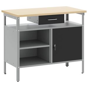 vidaXL Work Bench with Drawer Black and Grey 100 x 55 x 85 cm