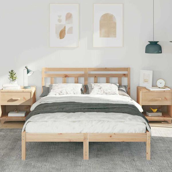 vidaXL Bed Frame Brown 140 x 190 cm Solid Pine Wood