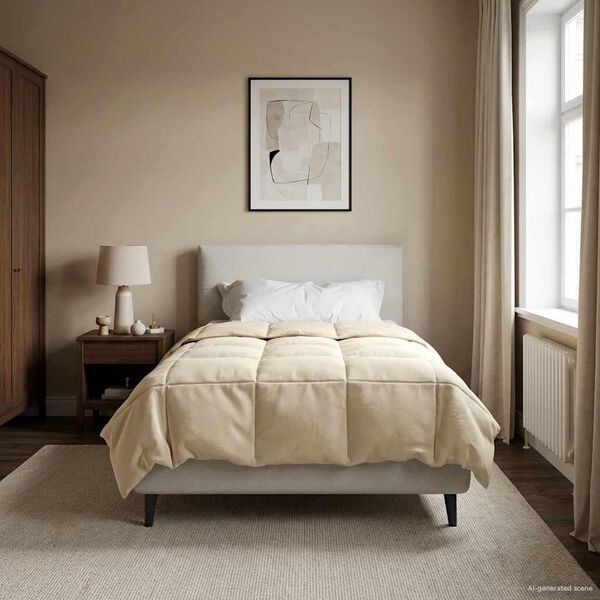 vidaXL Full Year Duvet Quilted Cream 155 x 220 cm Microfiber