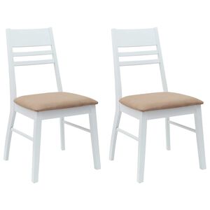 vidaXL Dining Chairs 2 pcs Solid Rubber Wood White 43 x 54 x 89 cm