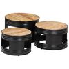 vidaXL Bar Tables Drum Shape 3 pcs Solid Rough Wood Mango