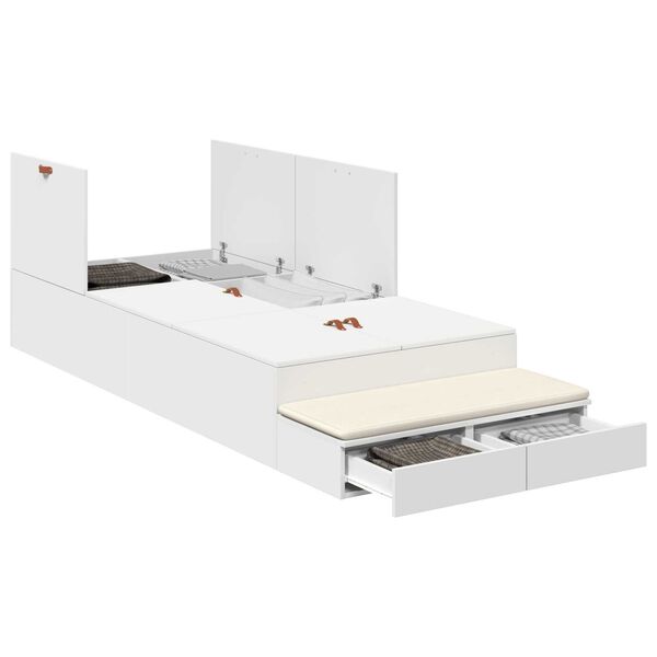 vidaXL Storage Bed Frame White 236.5 x 80 x 31.5 cm Engineered wood