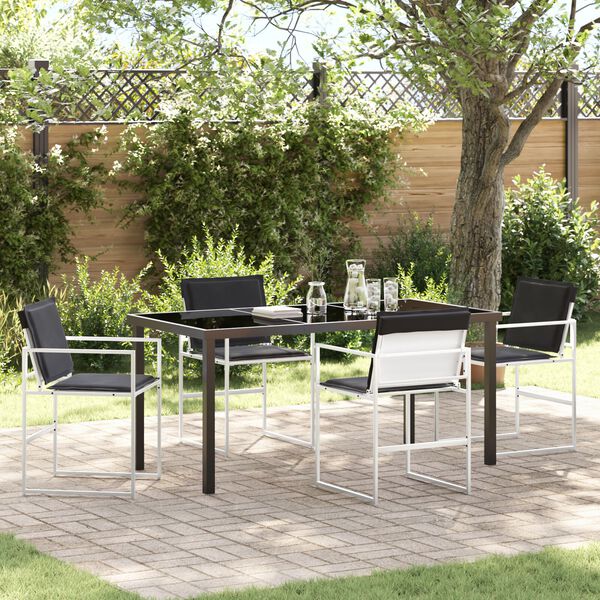 vidaXL Garden Dining Set Folding 5 pcs White Textilene and steel