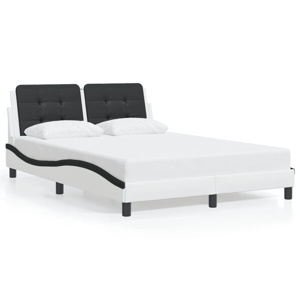 vidaXL Bed Frame without Mattress "Zadar" White and Black 140x200 cm Faux Leather