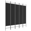 vidaXL 5-Panel Room Divider Black 200x200 cm Fabric