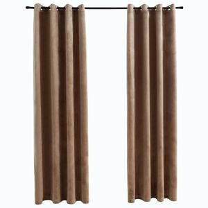 vidaXL Blackout Curtains with Rings 2 pcs Velvet Beige 140x175 cm