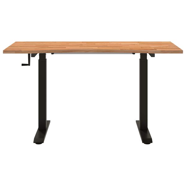vidaXL Desk Black and Light Brown 140 x 60 cm Solid Oak Wood