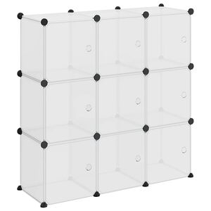 vidaXL Storage Cube Organiser with 9 Cubes and Doors Transparent PP