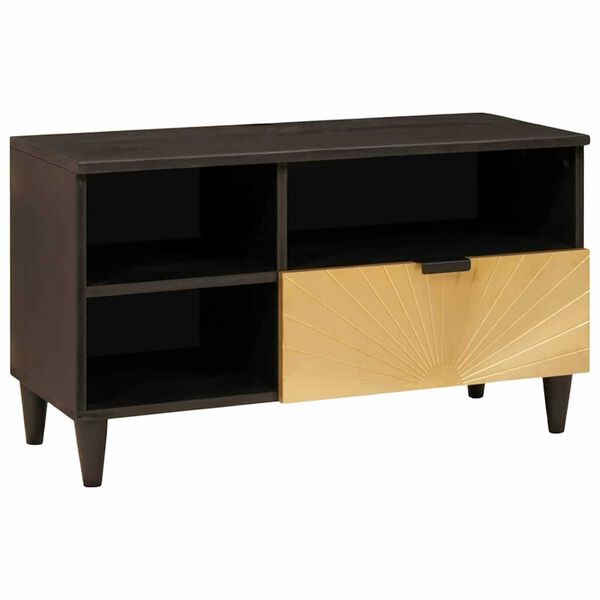 vidaXL TV Cabinet Black and Gold 80 x 33 x 46 cm Engineered wood
