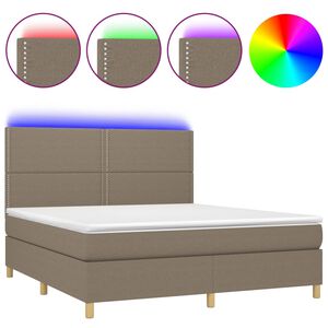 vidaXL Box Spring Bed with Mattress&LED Taupe 180x200 cm Fabric
