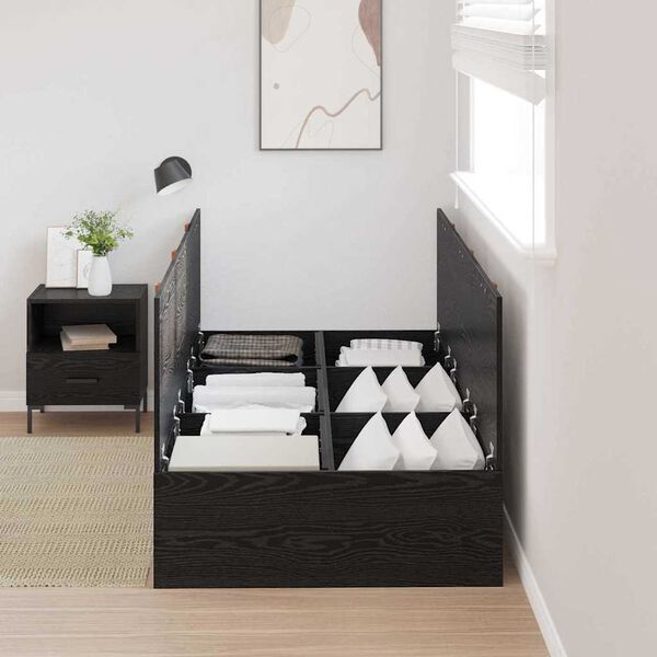 vidaXL Storage Bed Frame Black Oak 100 x 200 cm Engineered Wood