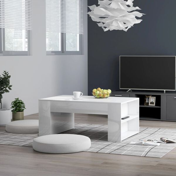 vidaXL Coffee Table High Gloss White 100x60x42 cm Engineered Wood