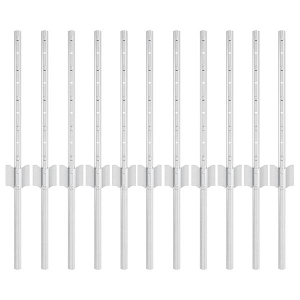 vidaXL Fence Post 11 pcs Silver 40 cm Steel