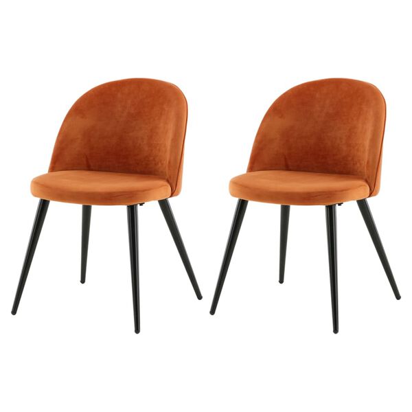Venture Home Dining Chairs 2 pcs Velvet Velvet Black and Rusty Orange