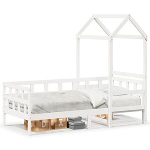 vidaXL Day Bed with Roof without Mattress White 80x200 cm Solid Wood