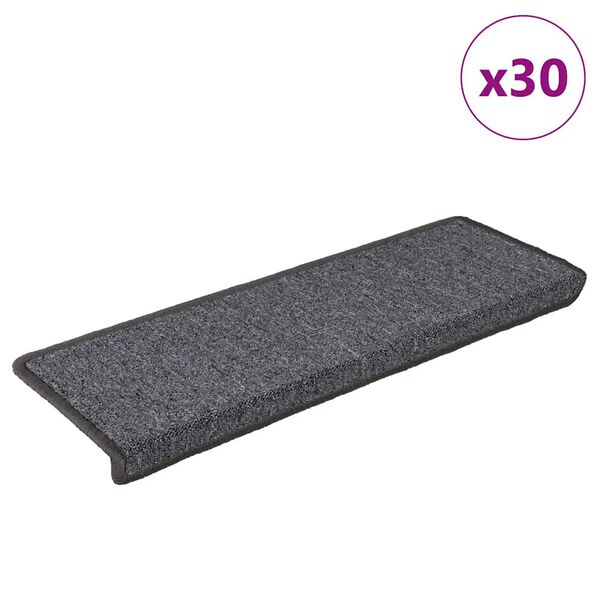 vidaXL Stair Mats 30 pcs 65x21x4 cm Dark Grey Rectangular Edge