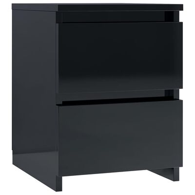 vidaXL Bedside Cabinets 2 pcs High Gloss Black 30x30x40 cm Engineered Wood