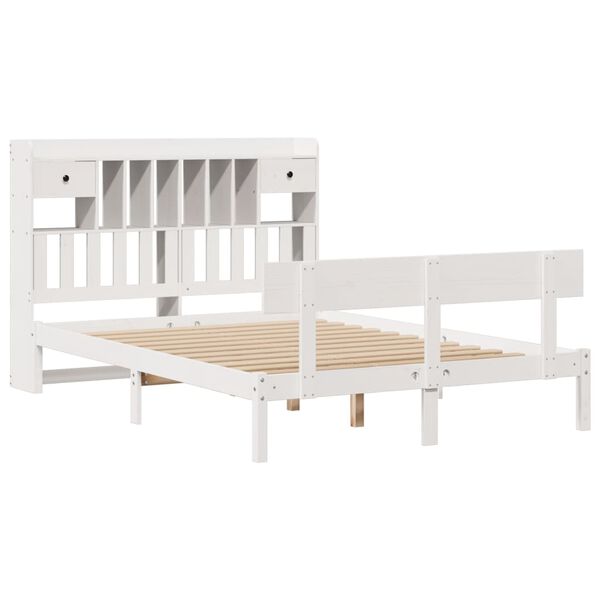 vidaXL Bookcase Bed without Mattress White 140x190 cm Solid Wood Pine
