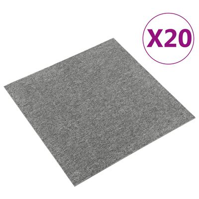 vidaXL Carpet Floor Tiles 20 pcs 5 m² 50x50 cm Grey