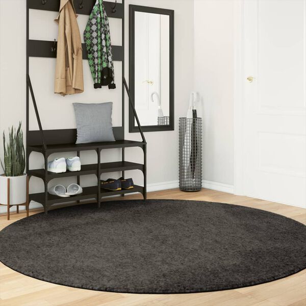 vidaXL Rug ISTAN High Pile Shiny Look Anthracite &Oslash; 200 cm