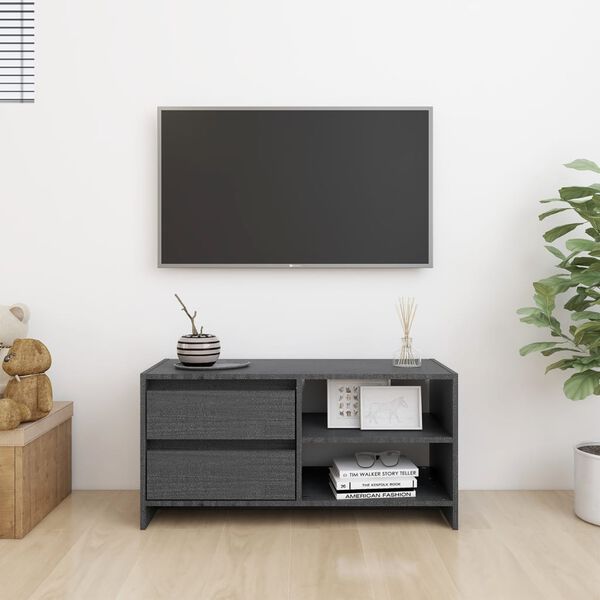 vidaXL TV Cabinet Grey 80x31x39 cm Solid Pinewood