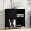 vidaXL Record Cabinet Black Oak 84.5 x 38 x 89 cm Engineered Wood