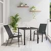 vidaXL Garden Dining Set 3 pcs Black Powder-coated Steel