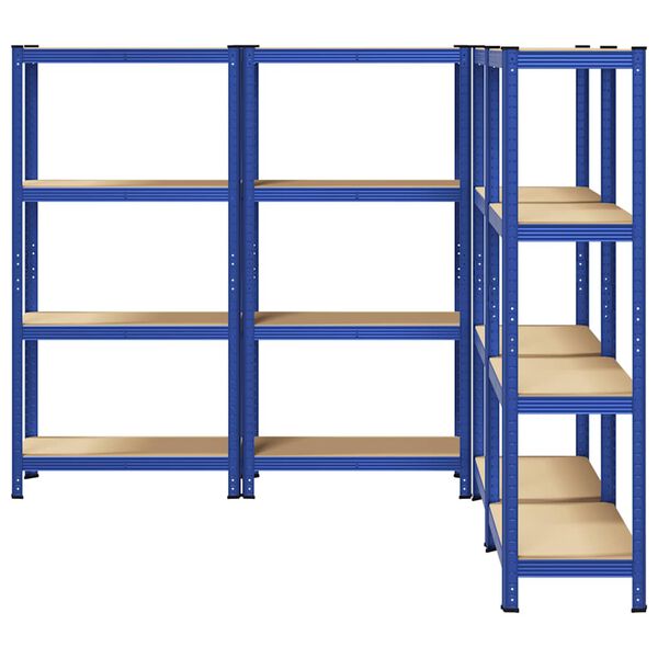vidaXL 4-Layer Storage Shelves 4 pcs Blue Steel&Engineered Wood