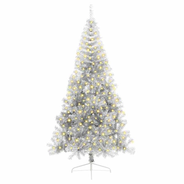 vidaXL Artificial Pre-lit Christmas Tree Silver 210 cm PET