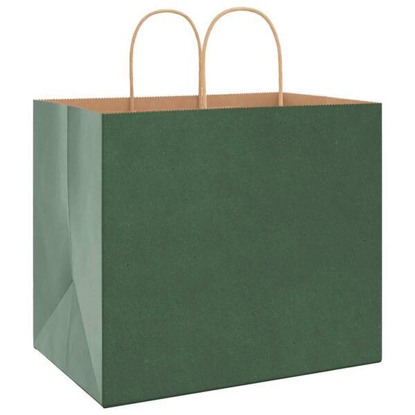 vidaXL Paper Bags 50 pcs with Handles Green 32x22x28 cm