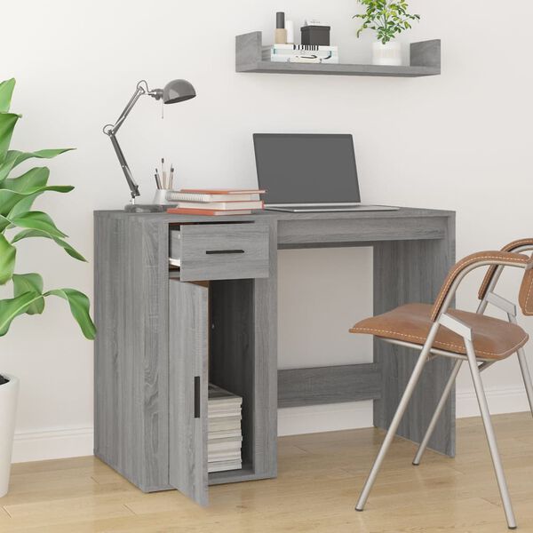 vidaXL Desk Grey Sonoma 100x49x75 cm Engineered Wood
