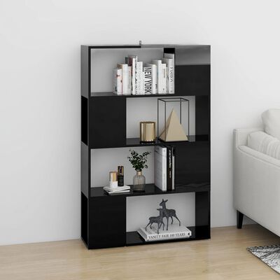 vidaXL Book Cabinet Room Divider High Gloss Black 80x24x124.5 cm