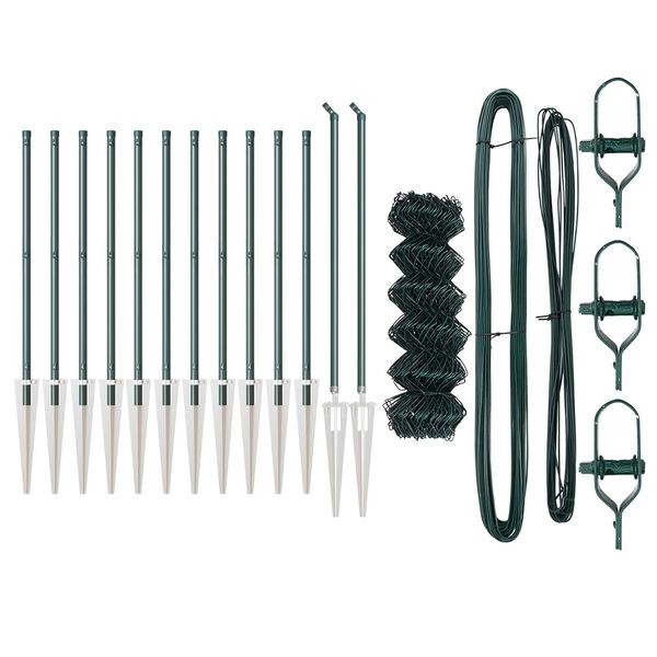 vidaXL Fence Post Green 25 x 0.4 m (40 x 40 mm mesh) Steel and PVC