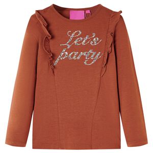 vidaXL Kids' T-shirt with Long Sleeves Cognac 128