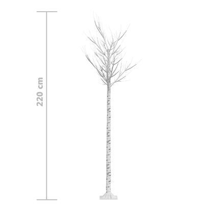 vidaXL Christmas Tree 200 LEDs 2.2m Warm White Willow Indoor Outdoor