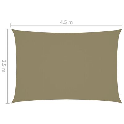 vidaXL Sunshade Sail Oxford Fabric Rectangular 2.5x4.5 m Beige