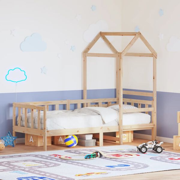 vidaXL Day Bed with Roof without Mattress 90x190 cm Single Solid Wood
