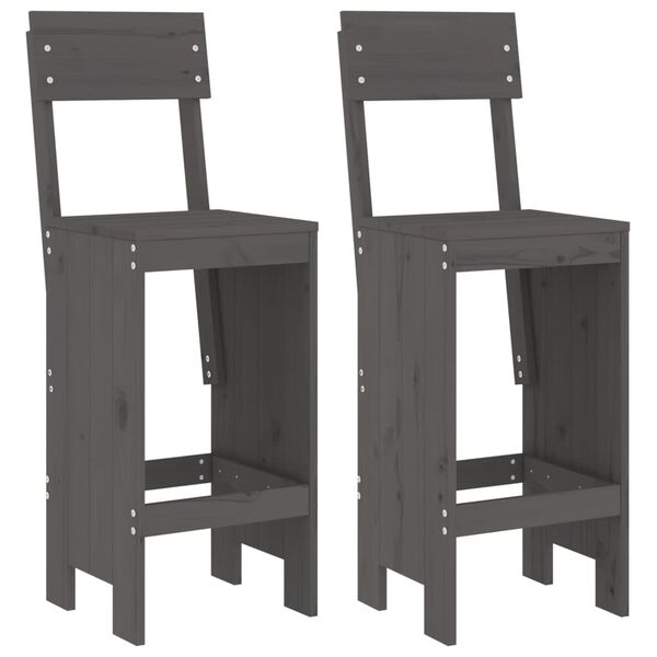 vidaXL Bar Stools 2 pcs Grey 40x48.5x115.5 cm Solid Wood Pine